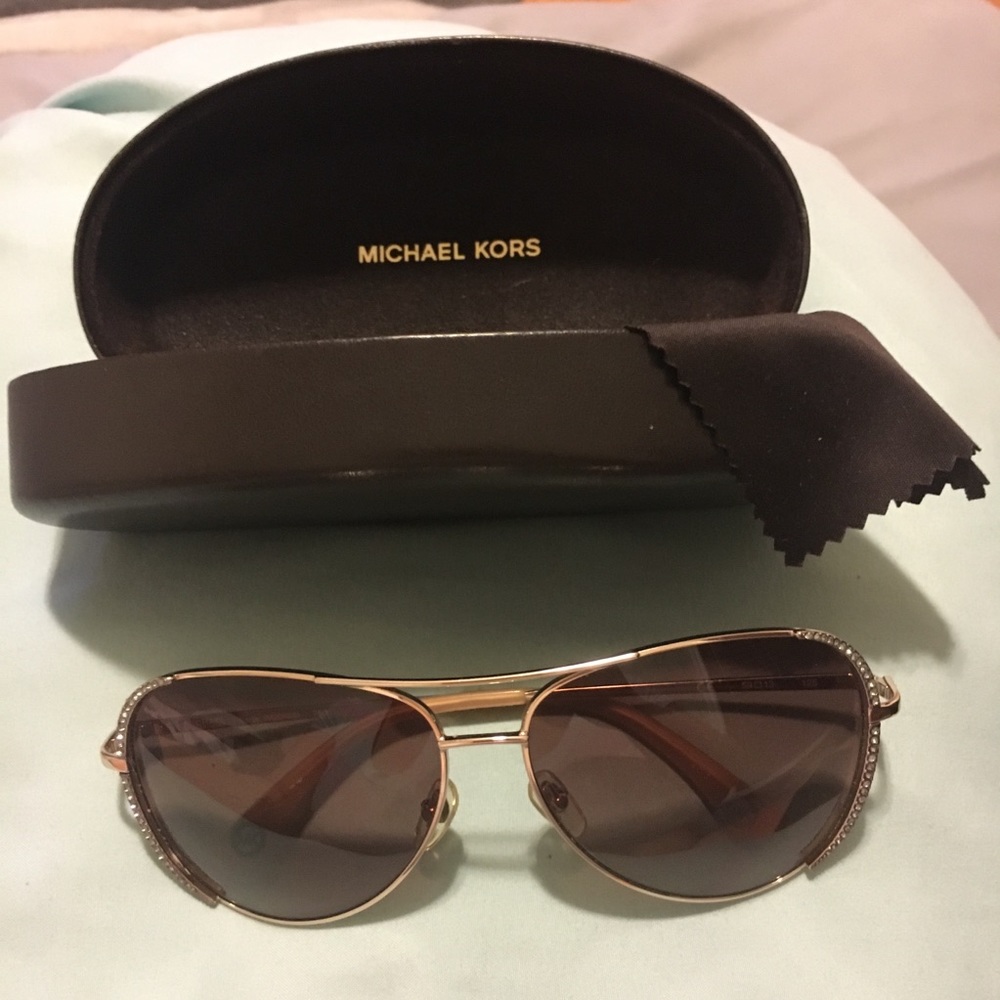 Michael Kors Aviator Sunglasses with Rhinestones